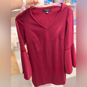 Crimson dress with bell sleeves